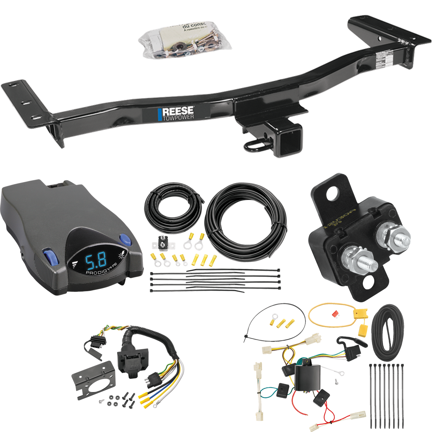 Se adapta al paquete de remolque de enganche de remolque Lexus RX350 2010-2012 con control de freno Tekonsha Prodigy P2 + cableado RV de 7 vías (excluye: modelos F Sport) de Reese Towpower