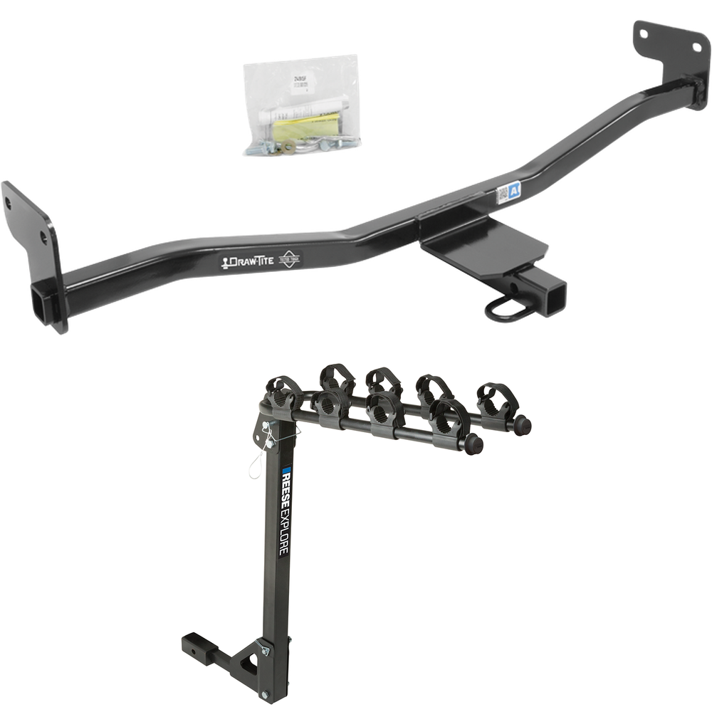 Fits 2014-2019 KIA Soul Trailer Hitch Tow PKG w/ 4 Bike Carrier Rack (Excludes: w/LED Taillights Models) By Draw-Tite