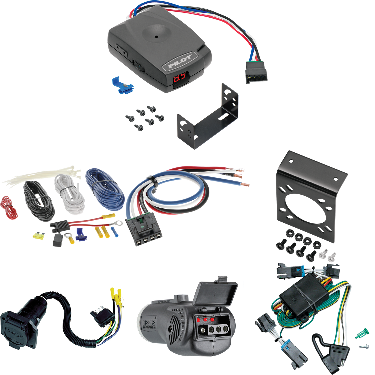 Fits 2000-2002 GMC Savana 2500 7-Way RV Wiring + Pro Series Pilot Brake Control + Generic BC Wiring Adapter + 2 in 1 Tester & 7-Way to 4-Way Adapter By Tekonsha