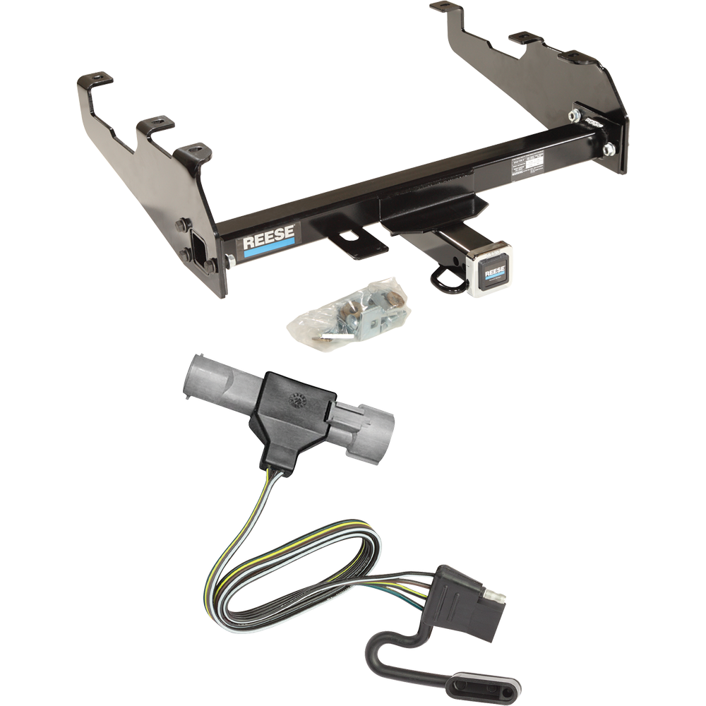 Fits 1997-1997 Ford F-350 Trailer Hitch Tow PKG w/ 4-Flat Wiring Harness (For Heavy Duty, w/Deep Drop Bumper Models) By Reese Towpower