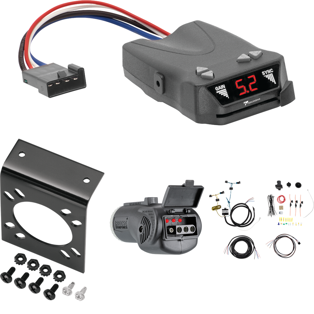 Fits 2003-2003 Chevrolet Express 2500 7-Way RV Wiring + Tekonsha Brakeman IV Brake Control + 2 in 1 Tester & 7-Way to 4-Way Adapter By Tekonsha