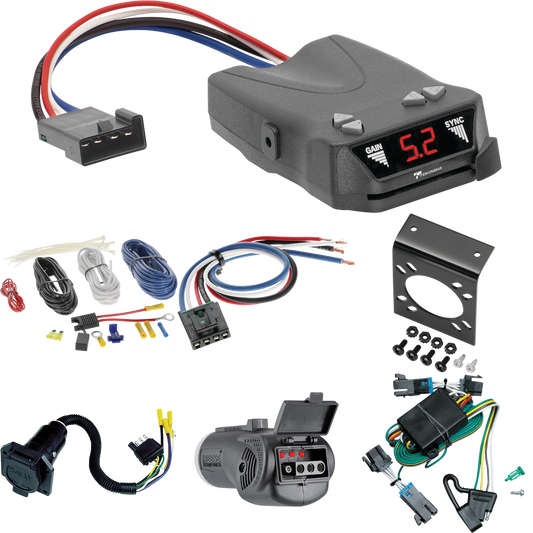 Se adapta a GMC Savana 1500 2000-2002 cableado de 7 vías RV + control de freno Tekonsha Brakeman IV + adaptador de cableado BC genérico + probador 2 en 1 y adaptador de 7 vías a 4 vías de Tekonsha