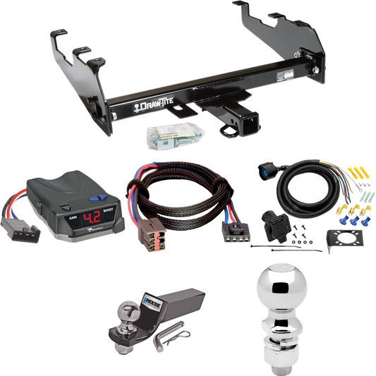 Fits 1997-1997 Ford F-350 Trailer Hitch Tow PKG w/ Tekonsha BRAKE-EVN Brake Control + Plug & Play BC Adapter + 7-Way RV Wiring + 2" & 2-5/16" Ball & Drop Mount (For Heavy Duty, w/Deep Drop Bumper Models) By Draw-Tite