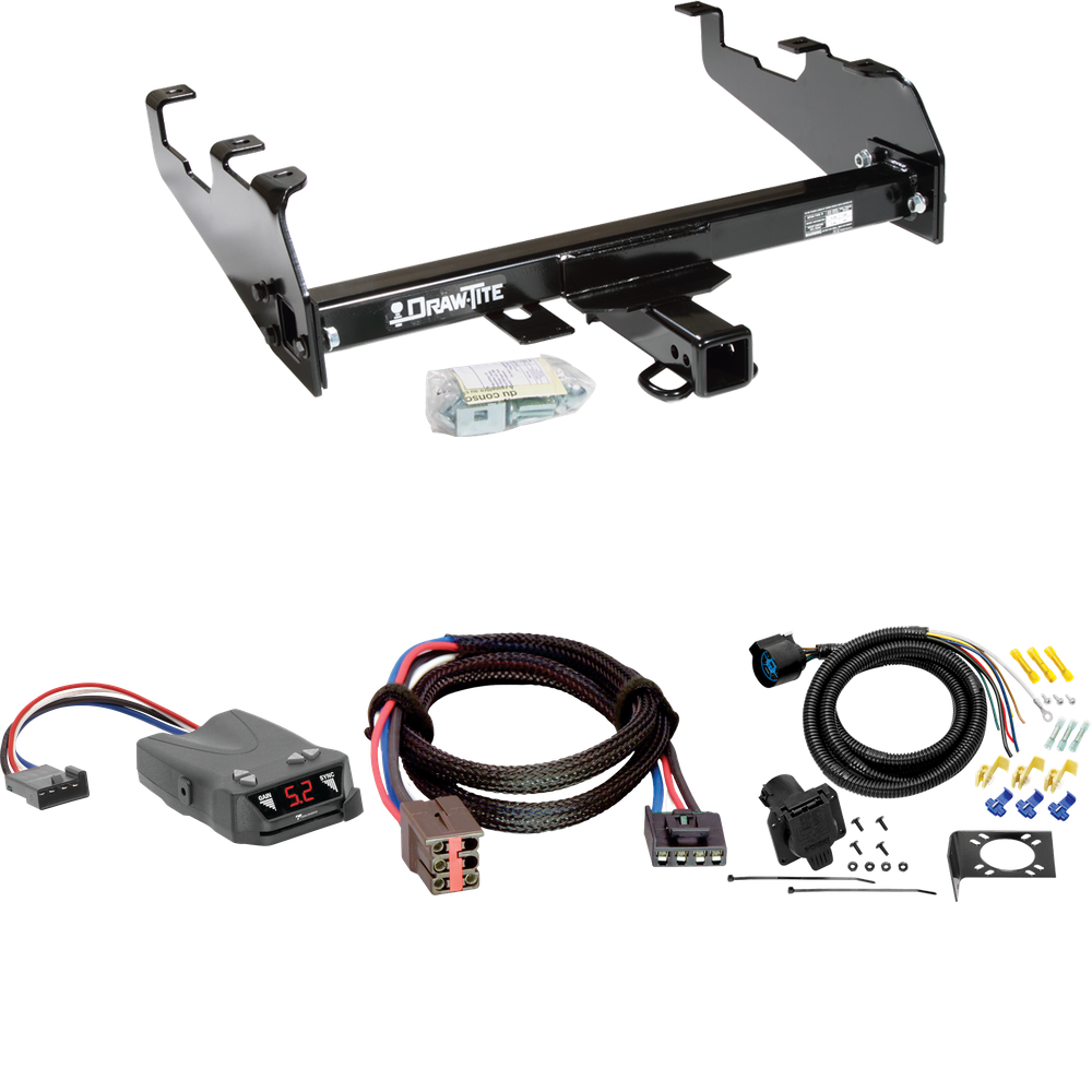 Fits 1997-1997 Ford F-250 HD Trailer Hitch Tow PKG w/ Tekonsha Brakeman IV Brake Control + Plug & Play BC Adapter + 7-Way RV Wiring (For w/Deep Drop Bumper Models) By Draw-Tite