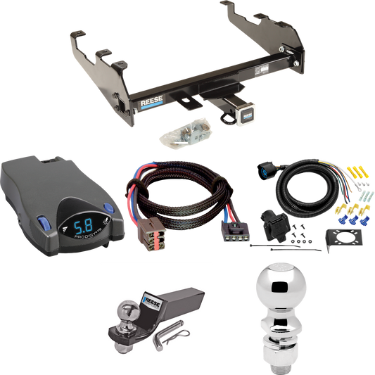 Fits 1994-1996 Ford F-150 Trailer Hitch Tow PKG w/ Tekonsha Prodigy P2 Brake Control + Plug & Play BC Adapter + 7-Way RV Wiring + 2" & 2-5/16" Ball & Drop Mount (For w/Deep Drop Bumper Models) By Reese Towpower