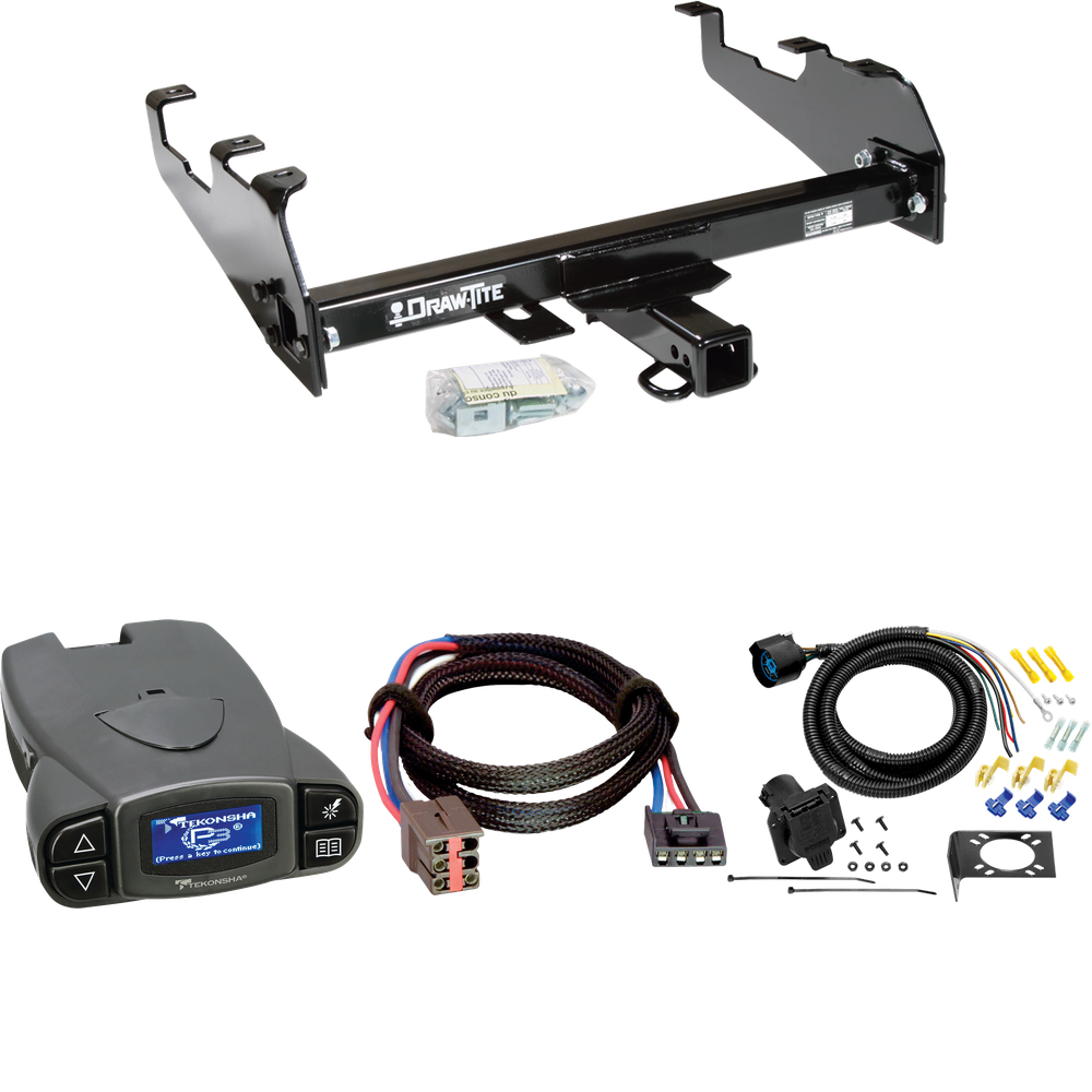 Fits 1994-1996 Ford F-150 Trailer Hitch Tow PKG w/ Tekonsha Prodigy P3 Brake Control + Plug & Play BC Adapter + 7-Way RV Wiring (For w/Deep Drop Bumper Models) By Draw-Tite