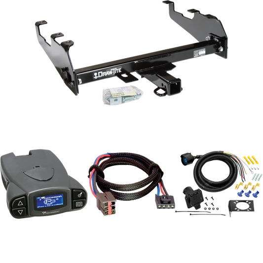 Fits 1994-1996 Ford F-150 Trailer Hitch Tow PKG w/ Tekonsha Prodigy P3 Brake Control + Plug & Play BC Adapter + 7-Way RV Wiring (For w/Deep Drop Bumper Models) By Draw-Tite