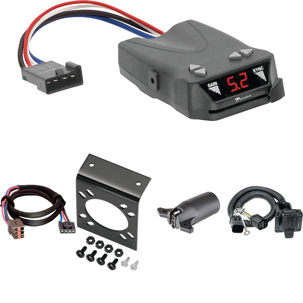 Fits 1997-1999 Ford F-250 7-Way RV Wiring + Tekonsha Brakeman IV Brake Control + Plug & Play BC Adapter + 7-Way to 4-Way Adapter (For w/Factory 4-Flat Models) By Tekonsha