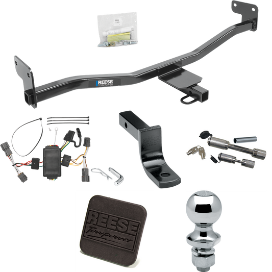 Fits 2014-2019 KIA Soul Trailer Hitch Tow PKG w/ 4-Flat Wiring Harness + Draw-Bar + 1-7/8" Ball + Hitch Cover + Dual Hitch & Coupler Locks (Excludes: w/LED Taillights Models) By Reese Towpower