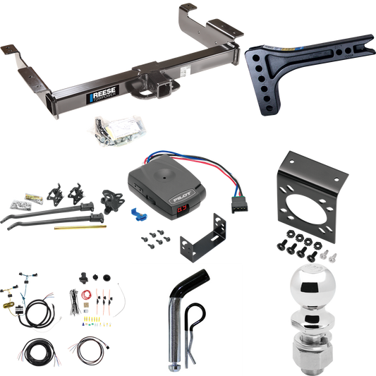 Fits 2003-2023 Chevrolet Express 3500 Trailer Hitch Tow PKG w/ 15K Trunnion Bar Weight Distribution Hitch + Pin/Clip + 2-5/16" Ball + Pro Series Pilot Brake Control + 7-Way RV Wiring By Reese Towpower