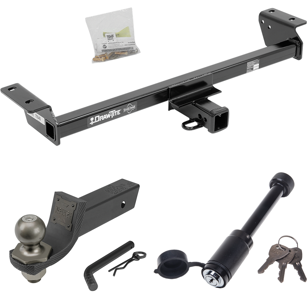 Fits 2016-2018 Lexus RX450h Trailer Hitch Tow PKG + Interlock Tactical Starter Kit w/ 2" Drop & 2" Ball + Tactical Dogbone Lock (For Prepped w/Factory Tow Plug (See Instructions Prior to Installation) Except F Sport Models) By Draw-Tite