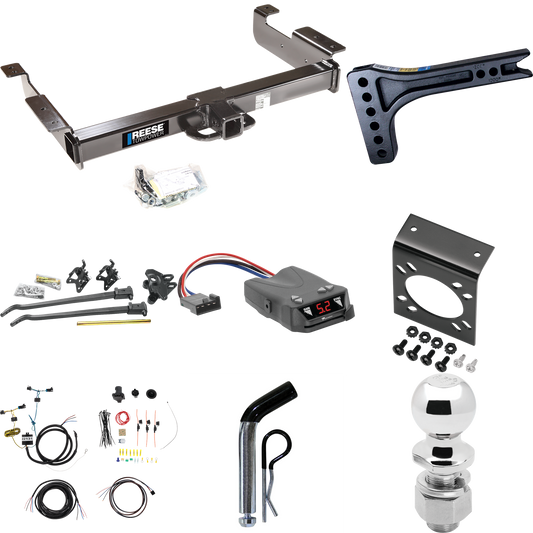 Fits 2003-2023 GMC Savana 2500 Trailer Hitch Tow PKG w/ 15K Trunnion Bar Weight Distribution Hitch + Pin/Clip + 2-5/16" Ball + Tekonsha Brakeman IV Brake Control + 7-Way RV Wiring By Reese Towpower