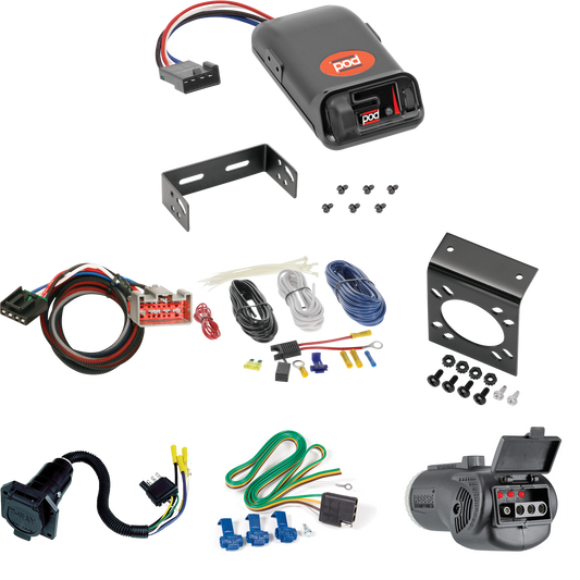 Fits 2022-2023 Ford F-150 7-Way RV Wiring + Pro Series POD Brake Control + Plug & Play BC Adapter + 2 in 1 Tester & 7-Way to 4-Way Adapter By Reese Towpower