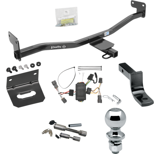 Fits 2014-2019 KIA Soul Trailer Hitch Tow PKG w/ 4-Flat Wiring Harness + Draw-Bar + 2" Ball + Wiring Bracket + Dual Hitch & Coupler Locks (Excludes: w/LED Taillights Models) By Draw-Tite