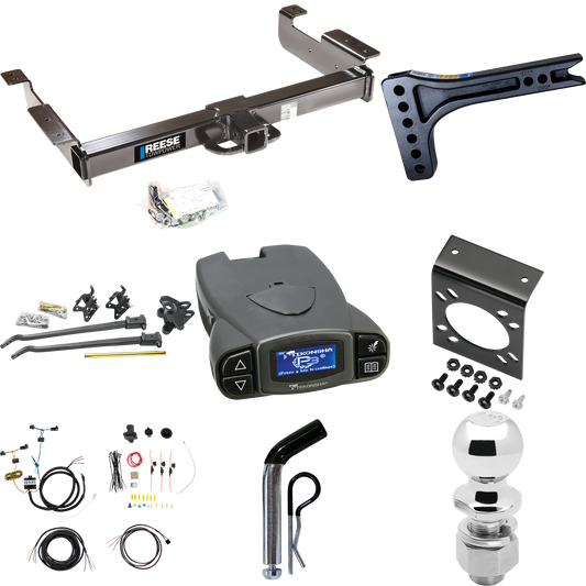 Fits 2003-2023 Chevrolet Express 2500 Trailer Hitch Tow PKG w/ 15K Trunnion Bar Weight Distribution Hitch + Pin/Clip + 2-5/16" Ball + Tekonsha Prodigy P3 Brake Control + 7-Way RV Wiring By Reese Towpower