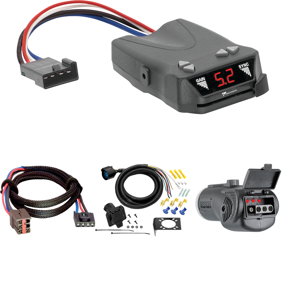 Fits 1994-1996 Ford F-250 7-Way RV Wiring + Tekonsha Brakeman IV Brake Control + Plug & Play BC Adapter + 2 in 1 Tester & 7-Way to 4-Way Adapter By Tow Ready