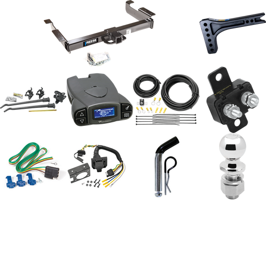 Fits 1996-1999 Chevrolet Express 3500 Trailer Hitch Tow PKG w/ 15K Trunnion Bar Weight Distribution Hitch + Pin/Clip + 2-5/16" Ball + Tekonsha Prodigy P3 Brake Control + 7-Way RV Wiring By Reese Towpower