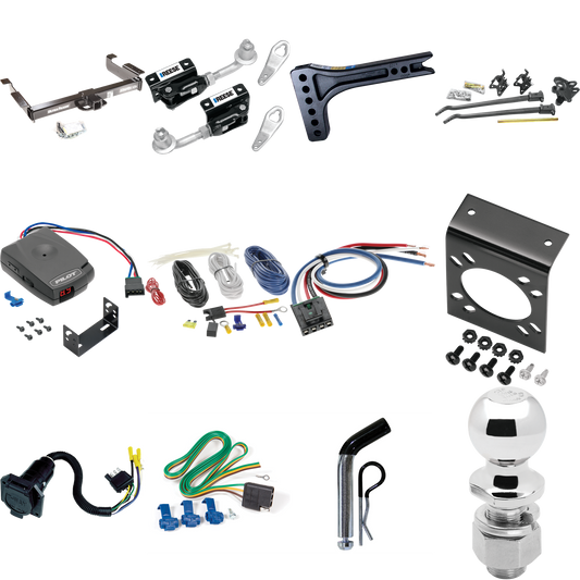 Fits 1996-1999 Chevrolet Express 2500 Trailer Hitch Tow PKG w/ 15K Trunnion Bar Weight Distribution Hitch + Pin/Clip + Dual Cam Sway Control + 2-5/16" Ball + Pro Series Pilot Brake Control + Generic BC Wiring Adapter + 7-Way RV Wiring By Draw-Tite