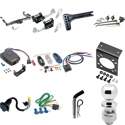 Fits 1996-1999 Chevrolet Express 1500 Trailer Hitch Tow PKG w/ 15K Trunnion Bar Weight Distribution Hitch + Pin/Clip + Dual Cam Sway Control + 2-5/16" Ball + Pro Series Pilot Brake Control + Generic BC Wiring Adapter + 7-Way RV Wiring By Reese Towpow