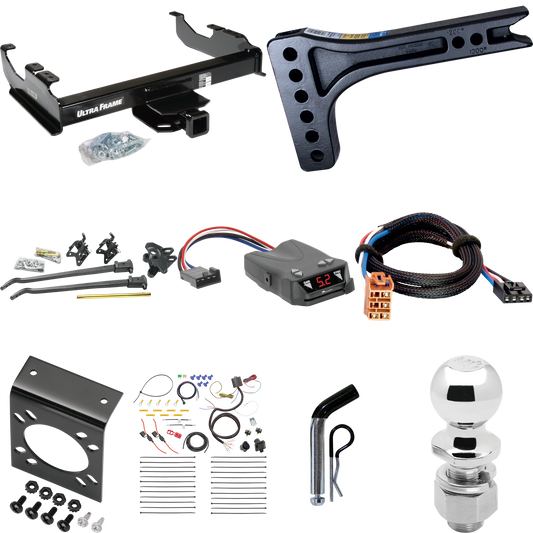 Fits 2003-2007 Chevrolet Silverado 3500 Trailer Hitch Tow PKG w/ 15K Trunnion Bar Weight Distribution Hitch + Pin/Clip + 2-5/16" Ball + Tekonsha Brakeman IV Brake Control + Plug & Play BC Adapter + 7-Way RV Wiring (For (Classic), Cab & Chassis, w/34"