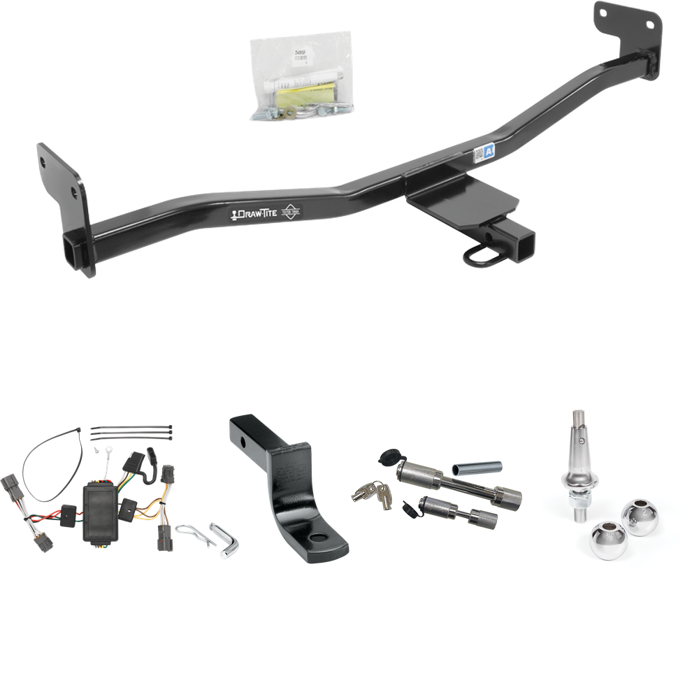 Fits 2014-2019 KIA Soul Trailer Hitch Tow PKG w/ 4-Flat Wiring Harness + Draw-Bar + Interchangeable 1-7/8" & 2" Balls + Dual Hitch & Coupler Locks (Excludes: w/LED Taillights Models) By Draw-Tite