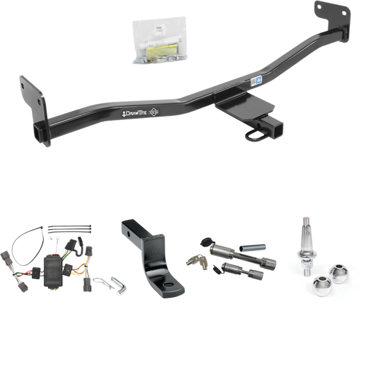 Fits 2014-2019 KIA Soul Trailer Hitch Tow PKG w/ 4-Flat Wiring Harness + Draw-Bar + Interchangeable 1-7/8" & 2" Balls + Dual Hitch & Coupler Locks (Excludes: w/LED Taillights Models) By Draw-Tite