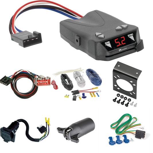 Se adapta al cableado de RV de 7 vías Ford F-250 Super Duty 2021-2023 + control de freno Tekonsha Brakeman IV + adaptador BC Plug &amp; Play + adaptador de 7 vías a 4 vías de Reese Towpower