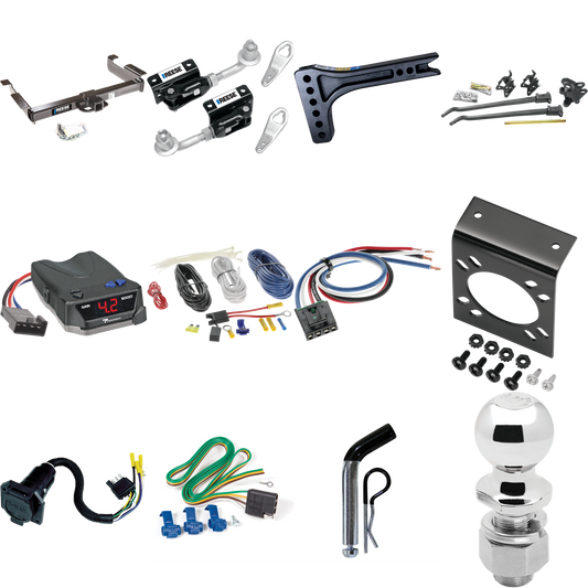 Fits 1996-1999 Chevrolet Express 3500 Trailer Hitch Tow PKG w/ 15K Trunnion Bar Weight Distribution Hitch + Pin/Clip + Dual Cam Sway Control + 2-5/16" Ball + Tekonsha BRAKE-EVN Brake Control + Generic BC Wiring Adapter + 7-Way RV Wiring By Reese Towp