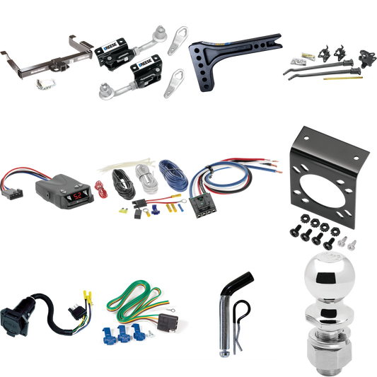 Fits 1996-1999 Chevrolet Express 2500 Trailer Hitch Tow PKG w/ 15K Trunnion Bar Weight Distribution Hitch + Pin/Clip + Dual Cam Sway Control + 2-5/16" Ball + Tekonsha Brakeman IV Brake Control + Generic BC Wiring Adapter + 7-Way RV Wiring By Draw-Tit