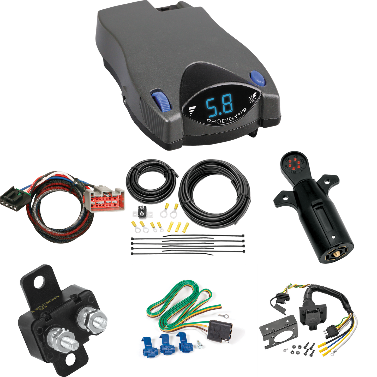 Fits 2021-2023 Ford F-250 Super Duty 7-Way RV Wiring + Tekonsha Prodigy P2 Brake Control + Plug & Play BC Adapter + 7-Way Tester By Reese Towpower