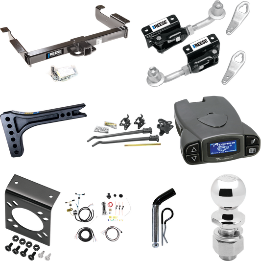 Fits 2003-2014 Chevrolet Express 1500 Trailer Hitch Tow PKG w/ 15K Trunnion Bar Weight Distribution Hitch + Pin/Clip + Dual Cam Sway Control + 2-5/16" Ball + Tekonsha Prodigy P3 Brake Control + 7-Way RV Wiring By Reese Towpower