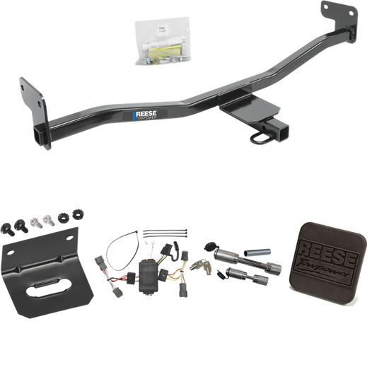 Fits 2014-2019 KIA Soul Trailer Hitch Tow PKG w/ 4-Flat Wiring Harness + Hitch Cover + Dual Hitch & Coupler Locks (Excludes: w/LED Taillights Models) By Reese Towpower