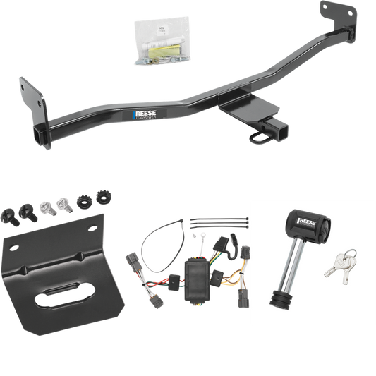 Fits 2014-2019 KIA Soul Trailer Hitch Tow PKG w/ 4-Flat Wiring Harness + Wiring Bracket + Hitch Lock (Excludes: w/LED Taillights Models) By Reese Towpower