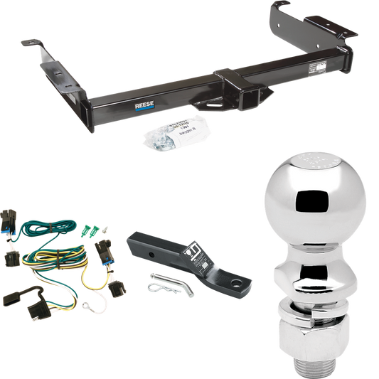 Fits 2003-2014 Chevrolet Express 1500 Trailer Hitch Tow PKG w/ 4-Flat Wiring + Ball Mount w/ 2" Drop + 2-5/16" Ball By Reese Towpower