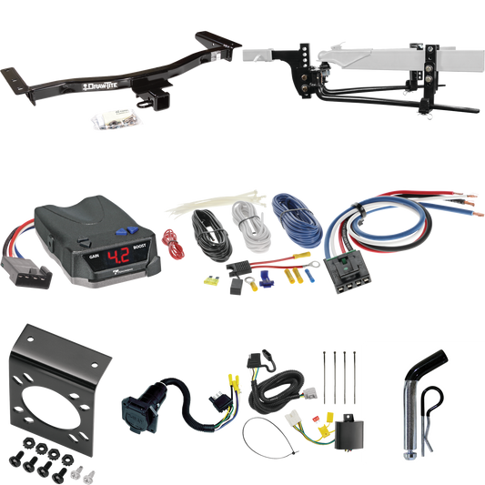 Fits 2010-2015 Lexus RX450h Trailer Hitch Tow PKG w/ 6K Round Bar Weight Distribution Hitch w/ 2-5/16" Ball + Pin/Clip + Tekonsha BRAKE-EVN Brake Control + Generic BC Wiring Adapter + 7-Way RV Wiring By Draw-Tite