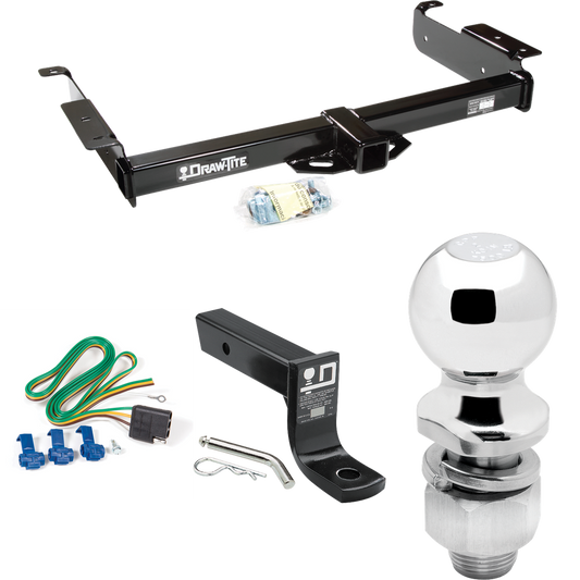 Fits 1996-1999 Chevrolet Express 2500 Trailer Hitch Tow PKG w/ 4-Flat Wiring + Ball Mount w/ 4" Drop + 2" Ball By Draw-Tite