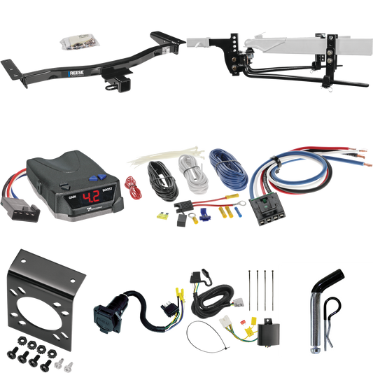 Fits 2013-2019 Lexus RX350 Trailer Hitch Tow PKG w/ 6K Round Bar Weight Distribution Hitch w/ 2-5/16" Ball + Pin/Clip + Tekonsha BRAKE-EVN Brake Control + Generic BC Wiring Adapter + 7-Way RV Wiring (Excludes: F Sport Models) By Reese Towpower