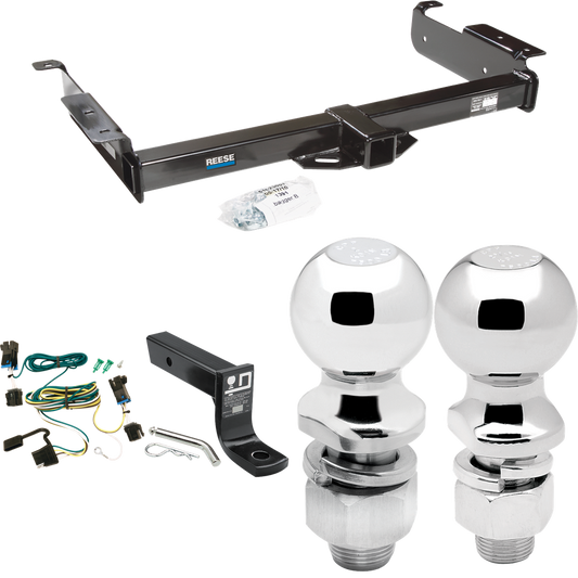 Fits 2003-2014 Chevrolet Express 1500 Trailer Hitch Tow PKG w/ 4-Flat Wiring + Ball Mount w/ 4" Drop + 2" Ball + 2-5/16" Ball By Reese Towpower