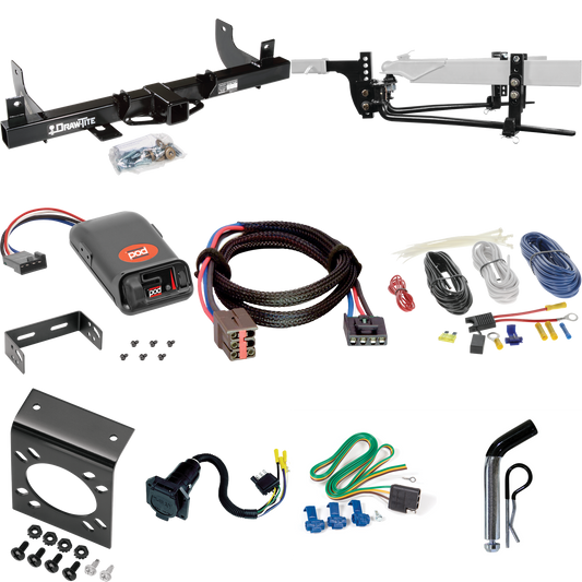 Fits 2006-2008 Lincoln Mark LT Trailer Hitch Tow PKG w/ 11.5K Round Bar Weight Distribution Hitch w/ 2-5/16" Ball + Pin/Clip + Pro Series POD Brake Control + Plug & Play BC Adapter + 7-Way RV Wiring (For (Built After 8/2005) Models) By Draw-Tite