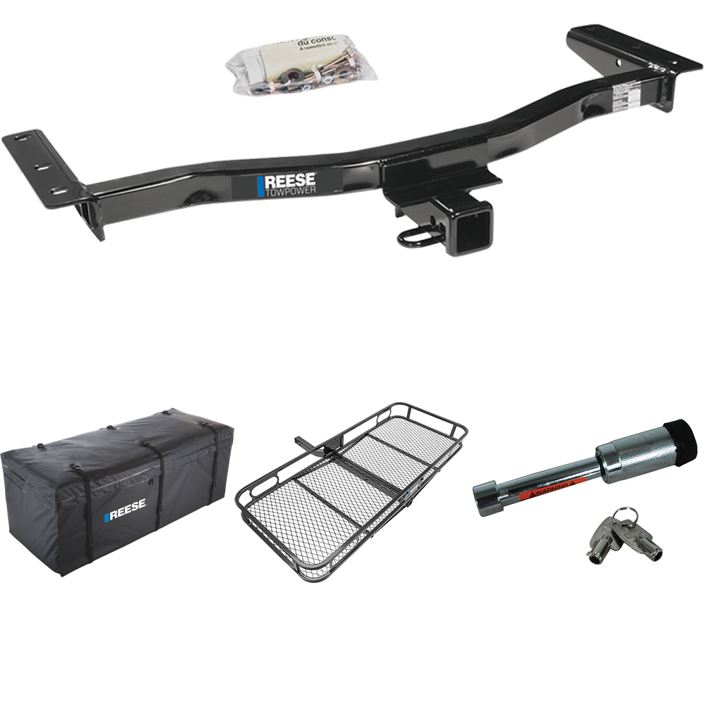 Fits 2010-2015 Lexus RX450h Trailer Hitch Tow PKG w/ 60" x 24" Cargo Carrier + Cargo Bag + Hitch Lock By Reese Towpower