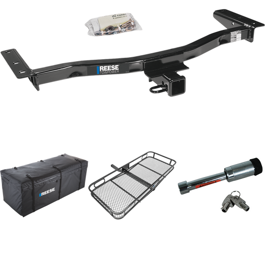 Fits 2010-2015 Lexus RX450h Trailer Hitch Tow PKG w/ 60" x 24" Cargo Carrier + Cargo Bag + Hitch Lock By Reese Towpower