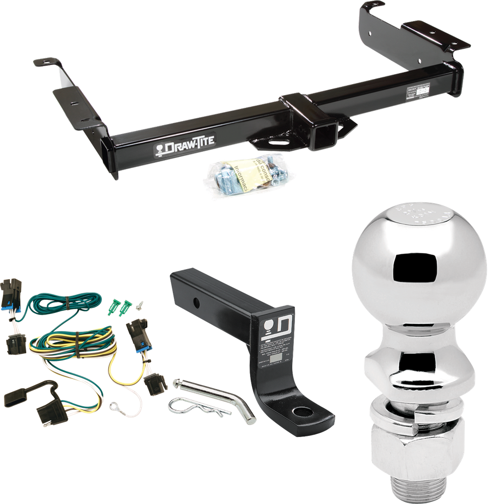 Se adapta al paquete de enganche de remolque GMC Savana 1500 2003-2014 con cableado plano de 4 + soporte de bola con caída de 4" + bola de 2-5/16" de Draw-Tite