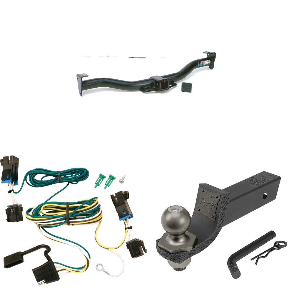 Fits 2003-2014 Chevrolet Express 1500 Trailer Hitch Tow PKG w/ 4-Flat Wiring + Interlock Tactical Starter Kit w/ 2" Drop & 2" Ball By Reese Towpower