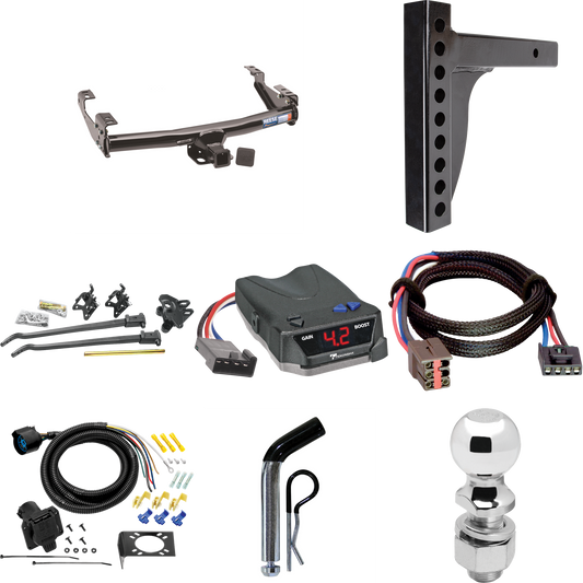 Fits 1994-1996 Ford F-350 Trailer Hitch Tow PKG w/ 12K Trunnion Bar Weight Distribution Hitch + Pin/Clip + 2-5/16" Ball + Tekonsha BRAKE-EVN Brake Control + Plug & Play BC Adapter + 7-Way RV Wiring By Reese Towpower