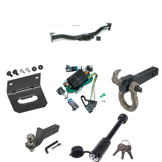 Fits 2000-2002 Chevrolet Express 2500 Trailer Hitch Tow PKG w/ 4-Flat Wiring + Interlock Tactical Starter Kit w/ 2" Drop & 2" Ball + Tactical Hook & Shackle Mount + Tactical Dogbone Lock + Wiring Bracket By Reese Towpower