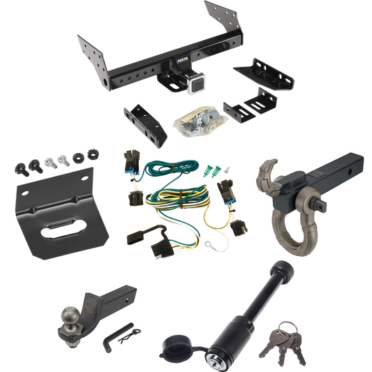 Fits 2003-2014 GMC Savana 1500 Trailer Hitch Tow PKG w/ 4-Flat Wiring + Interlock Tactical Starter Kit w/ 2" Drop & 2" Ball + Tactical Hook & Shackle Mount + Tactical Dogbone Lock + Wiring Bracket By Reese Towpower