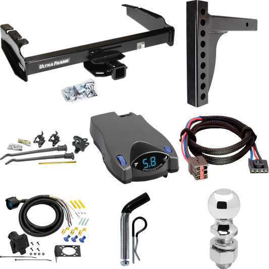 Fits 1997-1997 Ford F-350 Trailer Hitch Tow PKG w/ 12K Trunnion Bar Weight Distribution Hitch + Pin/Clip + 2-5/16" Ball + Tekonsha Prodigy P2 Brake Control + Plug & Play BC Adapter + 7-Way RV Wiring (For Heavy Duty Models) By Draw-Tite