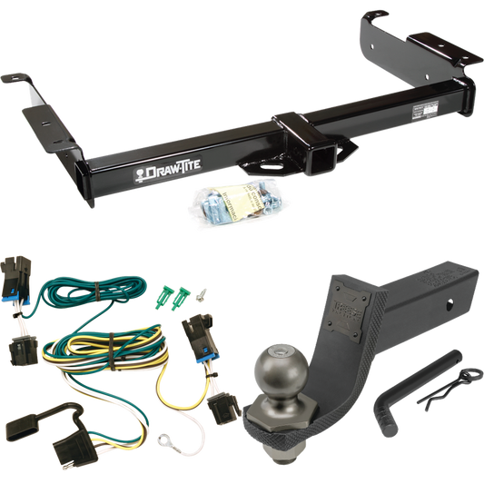 Fits 2003-2014 Chevrolet Express 1500 Trailer Hitch Tow PKG w/ 4-Flat Wiring + Interlock Tactical Starter Kit w/ 3-1/4" Drop & 2" Ball By Draw-Tite