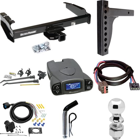 Fits 1994-1996 Ford F-250 Trailer Hitch Tow PKG w/ 12K Trunnion Bar Weight Distribution Hitch + Pin/Clip + 2-5/16" Ball + Tekonsha Prodigy P3 Brake Control + Plug & Play BC Adapter + 7-Way RV Wiring By Draw-Tite