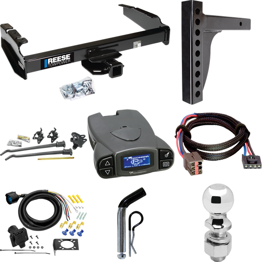 Fits 1994-1996 Ford F-250 Trailer Hitch Tow PKG w/ 12K Trunnion Bar Weight Distribution Hitch + Pin/Clip + 2-5/16" Ball + Tekonsha Prodigy P3 Brake Control + Plug & Play BC Adapter + 7-Way RV Wiring By Reese Towpower